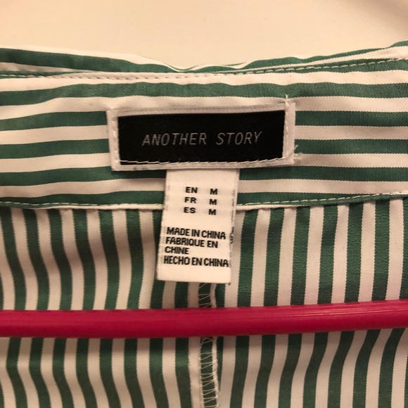 Another Story Striped Button Up Statement Blouse - Picture 6 of 8